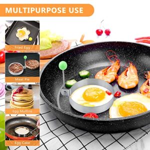 5 Pack Egg Rings, LEEFONE Stainless Steel Pancake Mold Set with Handle, Non-Stick Egg Maker Molds for Griddle Frying Cooking