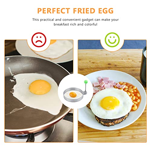 5 Pack Egg Rings, LEEFONE Stainless Steel Pancake Mold Set with Handle, Non-Stick Egg Maker Molds for Griddle Frying Cooking