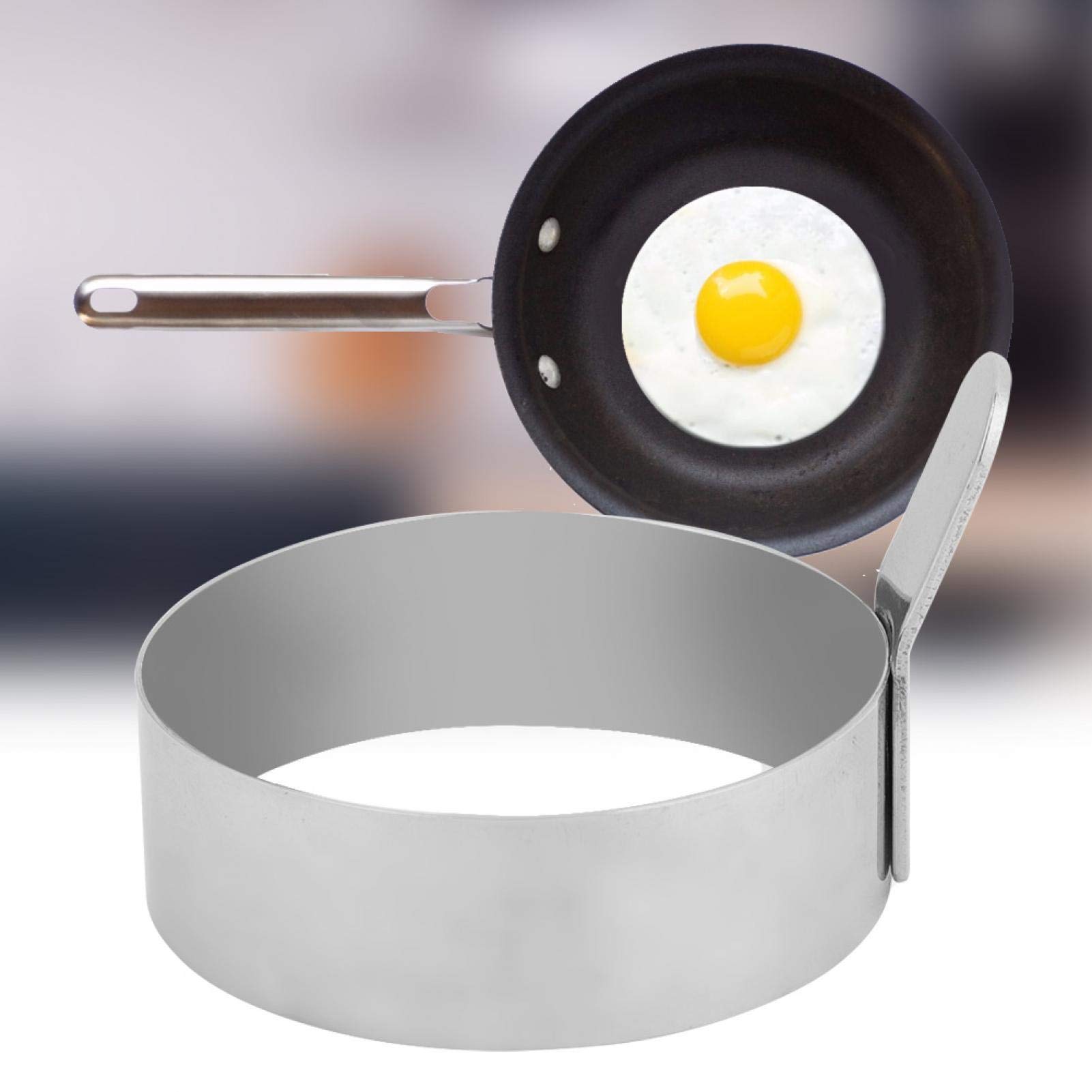 Egg,Stainless Steel Round Pancake s Non Stick Fried Egg Cooking s For Egg McMuffins Omelet Biscuits Sandwiches or Shaping Eggs (L)