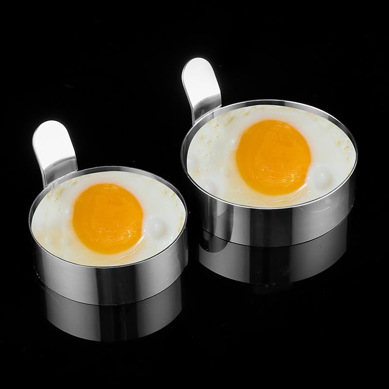 Egg,Stainless Steel Round Pancake s Non Stick Fried Egg Cooking s For Egg McMuffins Omelet Biscuits Sandwiches or Shaping Eggs (L)