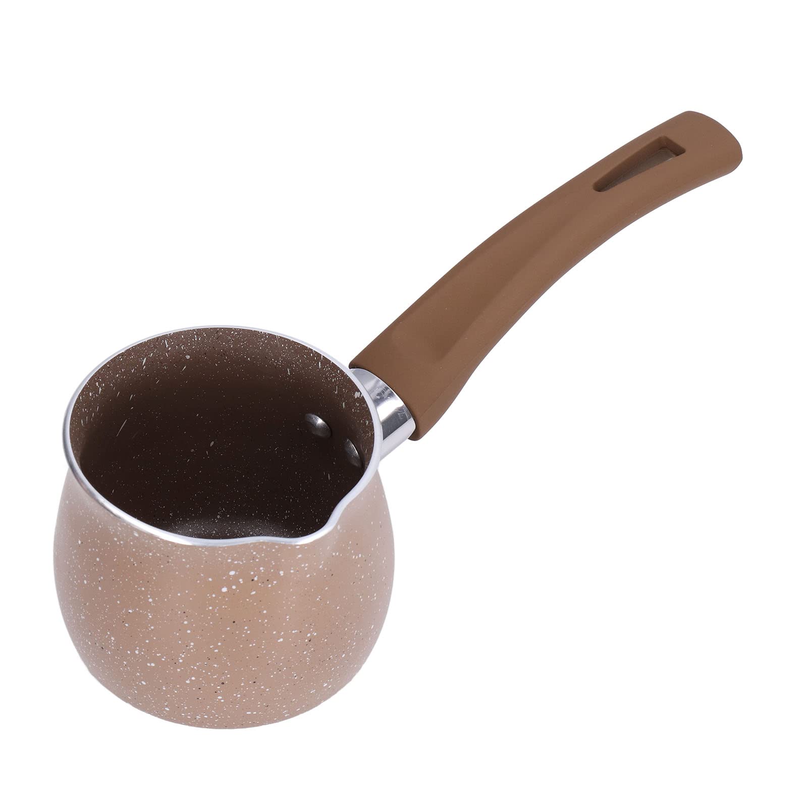 Butter Pot, Saucepans Aluminum Alloy Cooking Pot for Coffee Butter Chocolate Nonstick Milk Pan 8cm Dia Single Handle(brown)