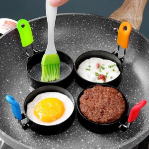 Egg Rings for Frying Eggs Round Egg Shaper Mold Non-stick Egg Cooker Ring Pancake Mold for Breakfast Sandwiches Egg Mcmuffins -4Pack