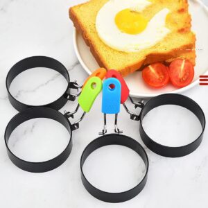 Egg Rings for Frying Eggs Round Egg Shaper Mold Non-stick Egg Cooker Ring Pancake Mold for Breakfast Sandwiches Egg Mcmuffins -4Pack