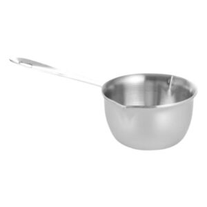 120ml (4oz) stainless steel butter warmer pan, milk warmer pot with dual pour spouts, small sauce pan for stove top (diameter: 3in length: 7in)