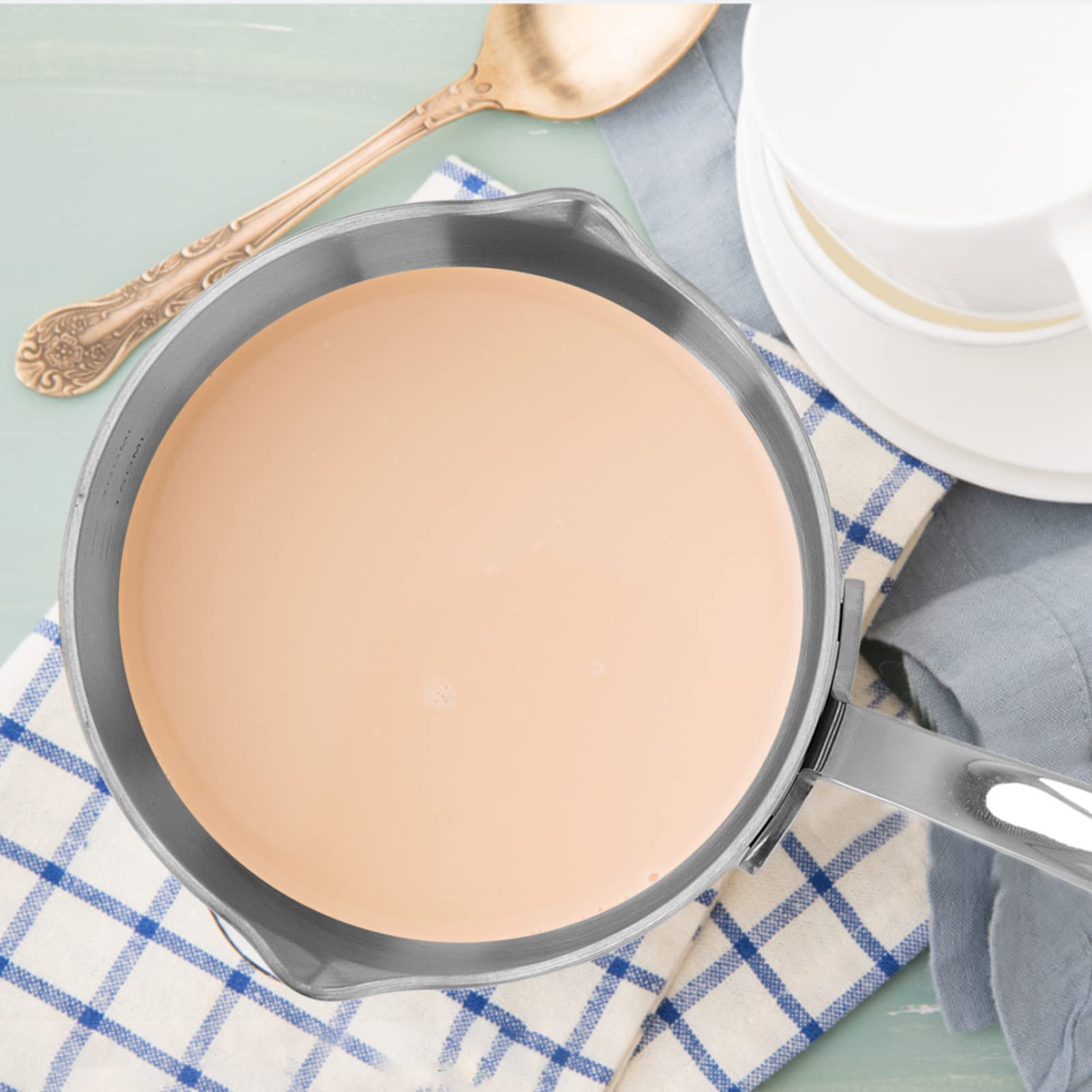 Fdit Stainless Steel Hot Milk Pot, Mini Sauce Pot Butter Coffee Milk Warmer Mini Butter Melting Pot Chocolate Sugar Cheese Butter Melting Pot for Melting Coffee Tea Soup Warming