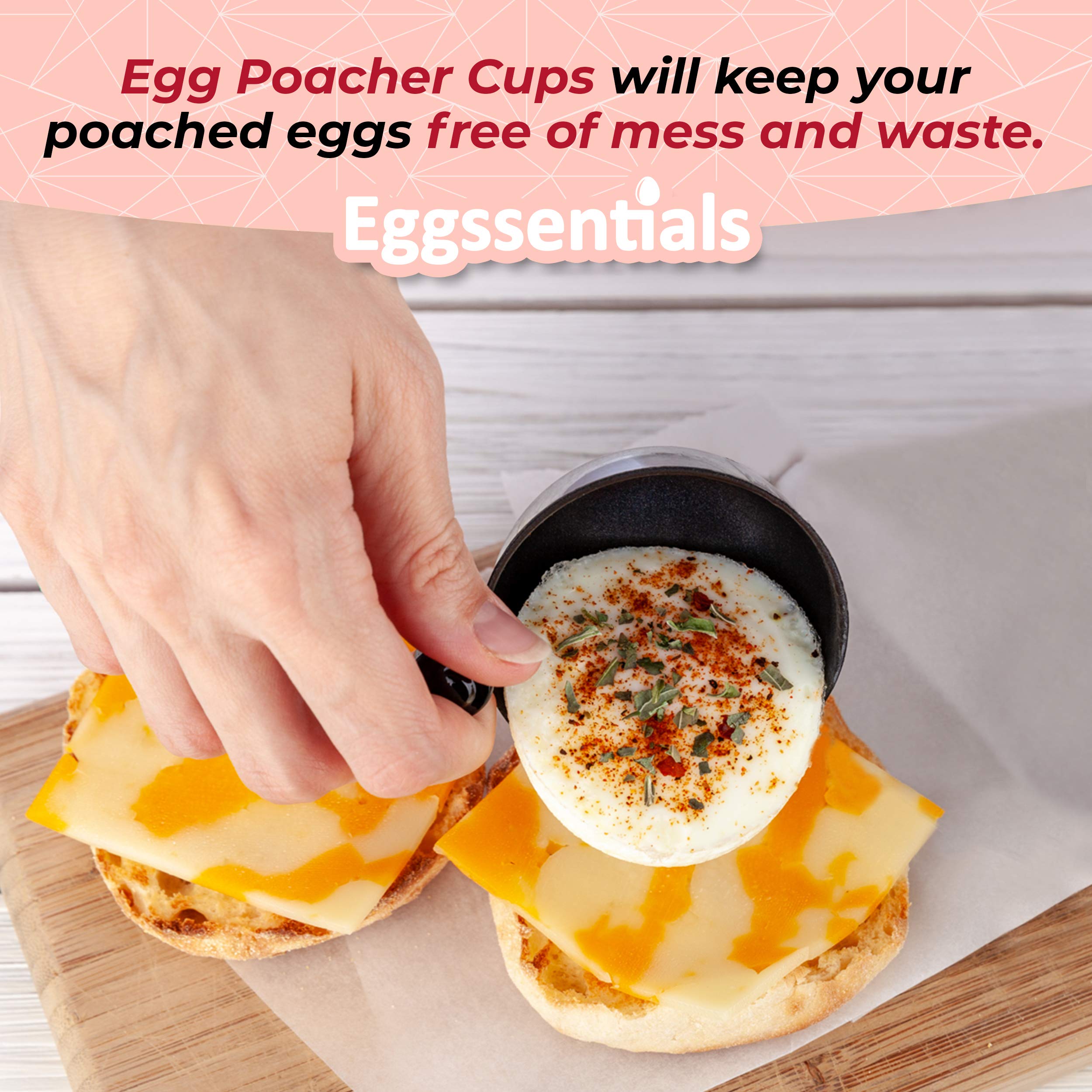 Eggssentials Egg Poacher Replacement Spare Stainless Steel Anti-Stick PFOA Free Individual Removable Poaching Cups (4)