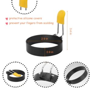 Egg Rings, Egg Molds Non Stick, Egg Molds for Frying with Silicone Applicator Brush and Anti Scald Handle,Stainless Steel Egg Frying Rings for Cooking Pancake, Sandwich Burger, Egg Mcmuffin(2PCS)