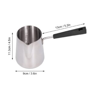Turkish Coffee Pot, Stainless Steel Butter Milk Warmer Mini Saucepan with Heat Resistant Handle Chocolate Melting Pot for Stove 20 OZ (4.5 x 3.6 x 3.6inch)
