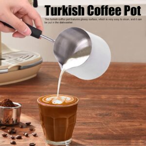 Turkish Coffee Pot, Stainless Steel Butter Milk Warmer Mini Saucepan with Heat Resistant Handle Chocolate Melting Pot for Stove 20 OZ (4.5 x 3.6 x 3.6inch)