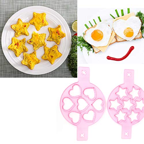 2Pcs Pancake Mold Maker Reusable Silicone Egg Ring Non-stick Fried Egg Cooker Pan Flip Mold DIY Kitchen Cooking Tool