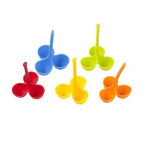 yarnow 5 pack three grid silicone egg holder egg poaching boiling cooker pot steam rack practical for stovetop kitchen (red+orange+yellow+blue+green)