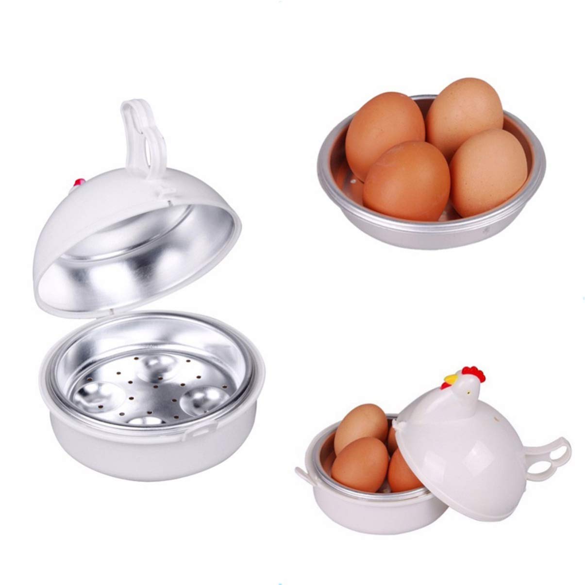 Microwave Egg Boiler, 4 Capacity Egg Poacher, Chicken Shape Egg Cooker, Egg Steamer Maker for Microwave Breakfast