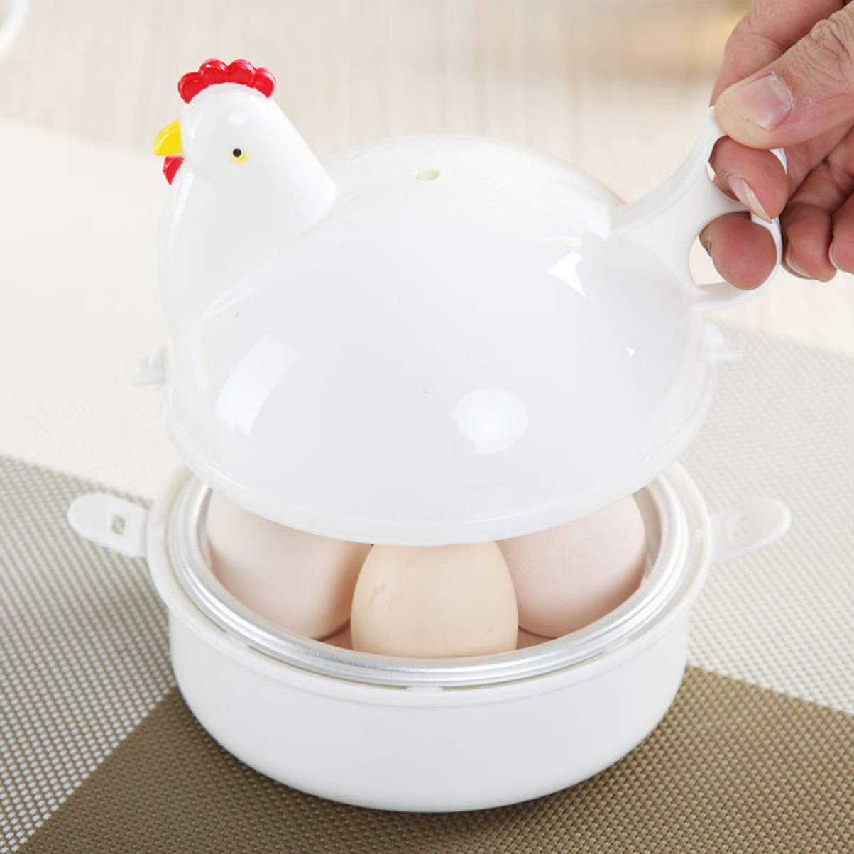 Microwave Egg Boiler, 4 Capacity Egg Poacher, Chicken Shape Egg Cooker, Egg Steamer Maker for Microwave Breakfast