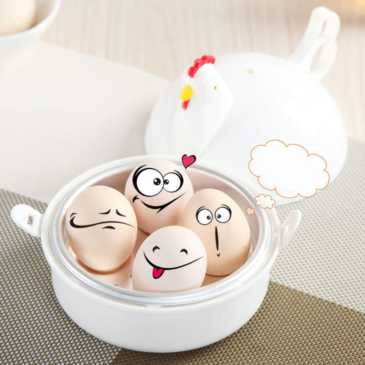 Microwave Egg Boiler, 4 Capacity Egg Poacher, Chicken Shape Egg Cooker, Egg Steamer Maker for Microwave Breakfast