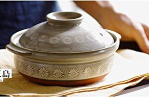 Ginpo Flower Mishima Earthenware Pot No. 10, for 4-5 People [Banko Ware]