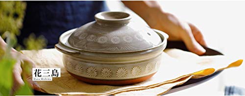 Ginpo Flower Mishima Earthenware Pot No. 10, for 4-5 People [Banko Ware]