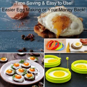 New Egg Ring with Oil Brush 100% Food Grade Egg Cooking Rings, Durable & Reusable Silicone Ring Eggs, Non Stick Silicone Ring for Eggs (5 Pack)