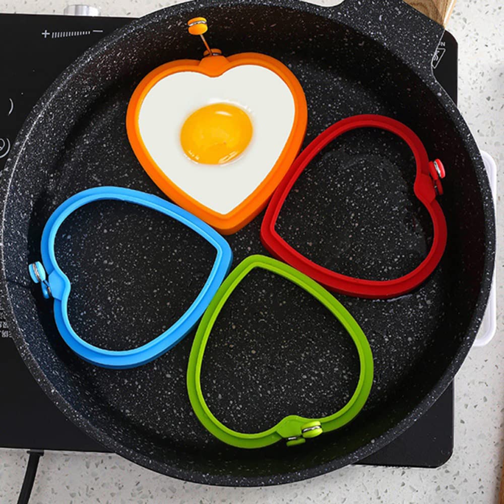 SagaSave Silicone Egg Ring Fried Eggs Mold Muffins Omelets Pancakes Mold Heart Shape Rotated 360° DIY Kitchen Cooking Tool