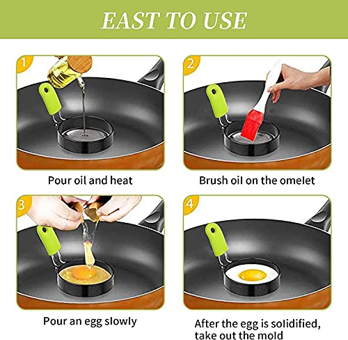 BEMINH Stainless Steel Egg Ring,2 Pcs Round Breakfast Household Egg Mold Tool Cooking Tool Omelette (New 2 Pcs)