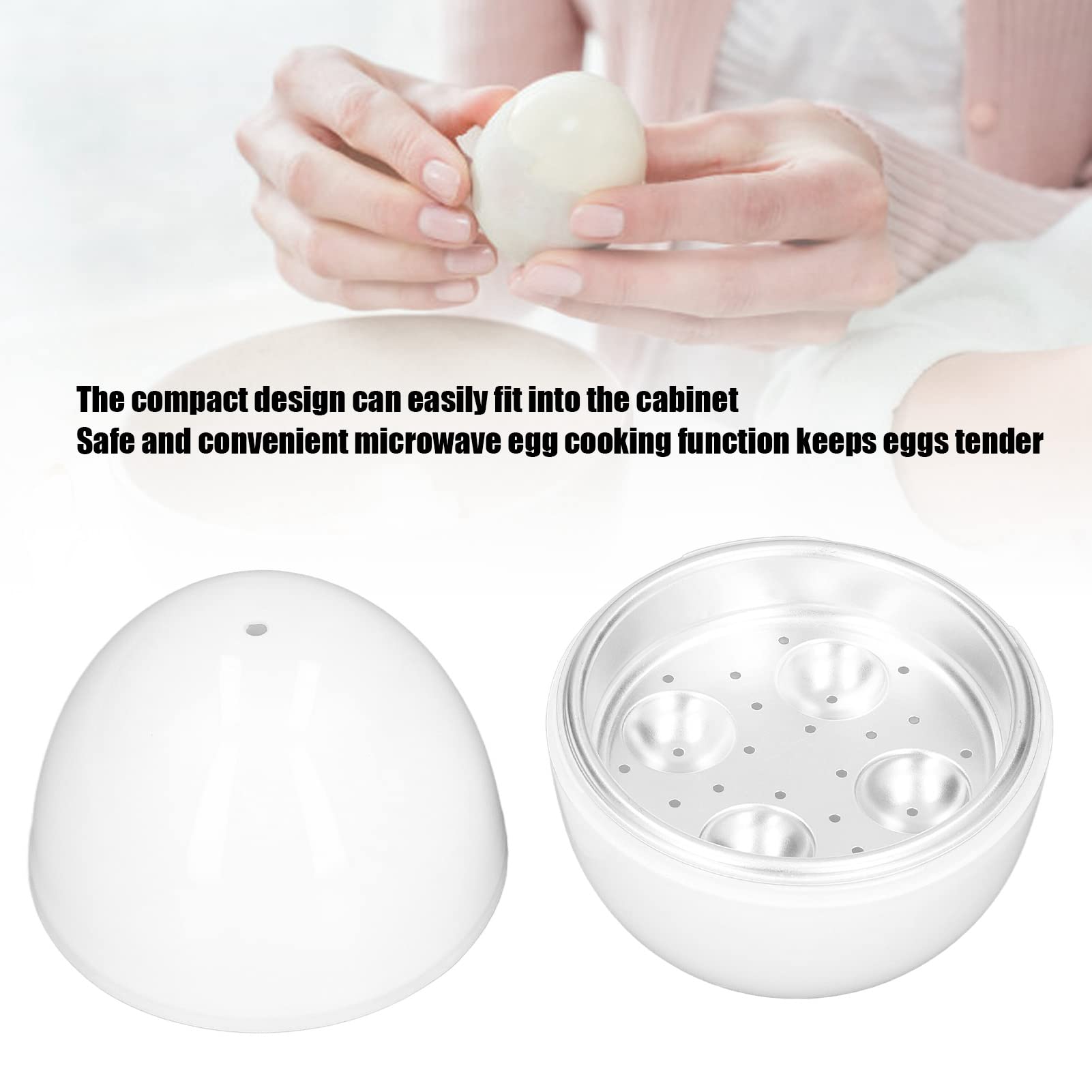 Egg Cookers, Egg Cooker for Microwave, Hard Boiled Egg Cooker 4 Eggs Capacity Compact Design ABS Material Egg Shape Microwave Function Egg Boiler