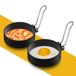 yibo stainless steel egg rings set,round non stick mold metal egg cooker rings for cooking tool egg maker molds for fried egg mcmuffin,sandwiches,egg maker (2 pack)