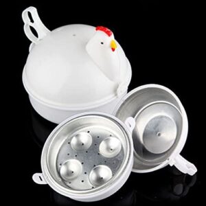 Microwave Oven Boiler Microwave Egg Steaner Poacher Cooker Boiler Steamer Gadgets Cook Soft and Hard Boiled Egg, Chicken Shape, For 4 Eggs Kitchen White