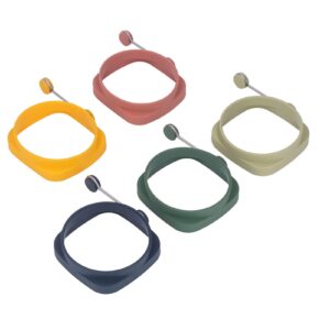 handle egg frying rings, rotating handle 5 pcs dishwasher safe handle omelette rings household silicone