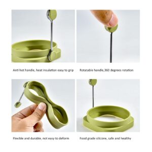 Handle Egg Frying Rings, Rotating Handle 5 PCS Dishwasher Safe Handle Omelette Rings Household Silicone