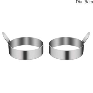 Kitchen Omelette Mould Pancake Shaper Egg Ring, Stainless Steel Egg Frying Mold with Handle(L 2PCS)