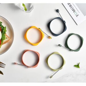 A-XINTONG 5PCS Food-Grade Silicone Egg Ring, Non-Stick Egg Cooking Ring, Fried Egg Mold, Pancake Ring, 2-in-1 Square and Round Egg Ring for Frying Eggs