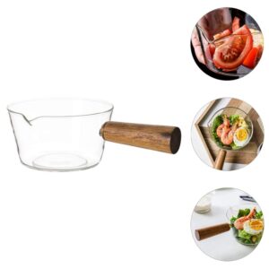 UPKOCH Coffee Milk Cup Glass Saucepan Stovetop Pot Cooking Transparent Saucepan With Handle Borosilicate Glass Non Stick Milk Butter Warmer Pot Minutes Noodles Bowl CookingMeasuring Cups