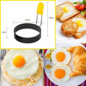 Yomi Family Egg Rings for Frying Eggs and Egg Mcmuffins, Nonstick Round Egg Shaper Mold with Anti-scald Handle and Oil Brush (4 Pack)