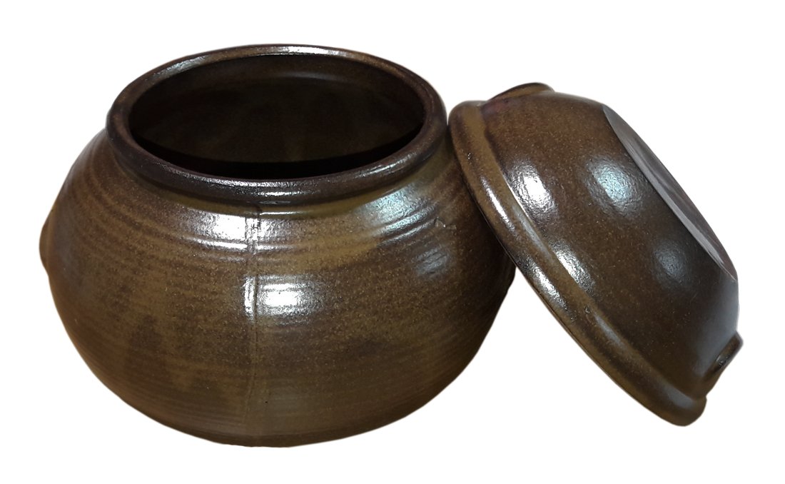 29.75ounce(5.82inches,880cc) Korean Traditional Table Earthenware Compact Size Pottery Pot Jar Hangari with Lid