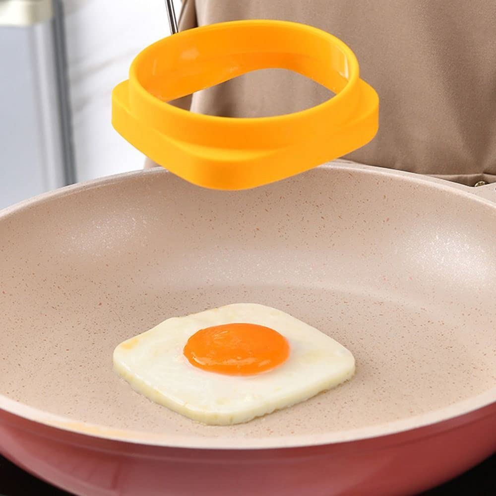 Egg Ring, Non Stick Reversible Silicone Egg Mold Practical Square/Round Egg Cooking Ring with Handles Durable Kitchen Cooking Tools