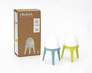 brainstream rocket tripod egg cup gift set, 2-piece, (1) lime, (1) turquiose