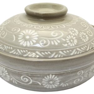 Yukimashima Deep Earthenware Pot, No. 6, For 1 Person (Approx. 7.5 inches (19 cm))