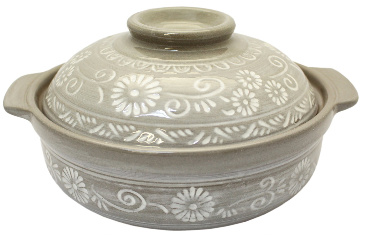 Yukimashima Deep Earthenware Pot, No. 6, For 1 Person (Approx. 7.5 inches (19 cm))