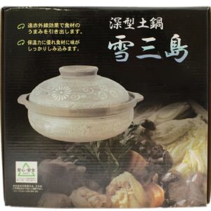 Yukimashima Deep Earthenware Pot, No. 6, For 1 Person (Approx. 7.5 inches (19 cm))