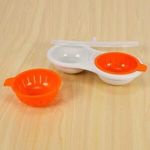 Bodacon Draining Egg Boiler Set Double Layer Microwave Egg Poacher Breakfast Egg Cooker