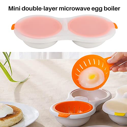 Bodacon Draining Egg Boiler Set Double Layer Microwave Egg Poacher Breakfast Egg Cooker