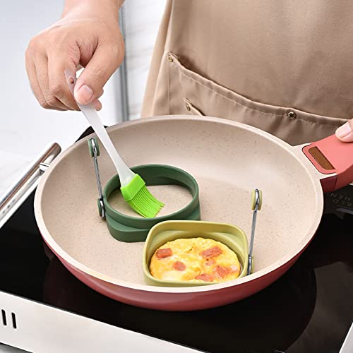 Nonstick Cooking Rings for Frying Eggs,Nonstick Egg Rings,Quadrate Round Dual Use Crumpet Ring Mold Shaper,Silicone Egg Ring,Portable Grill Accessories for Breakfast