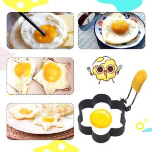 Luckindom Egg Rings, 4 Pack of Nonstick Metal Pancake Cooker Egg Shaper Molds with Silicone Oil Brush, Kitchen Breakfast Cooking Tool for Frying, Shaping Fried Eggs, McMuffin, Omelette(Various shapes)