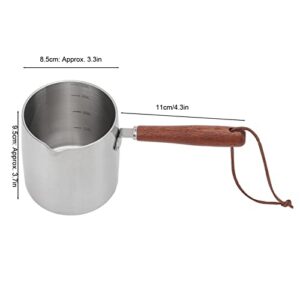 Turkish Coffee Pot, 450ml Stainless Steel Greek Coffee Pot with Spout and Wooden Handle, Stovetop Chocolate Melting Pan Milk Warmer Pot for Chocolate Heating, Camping