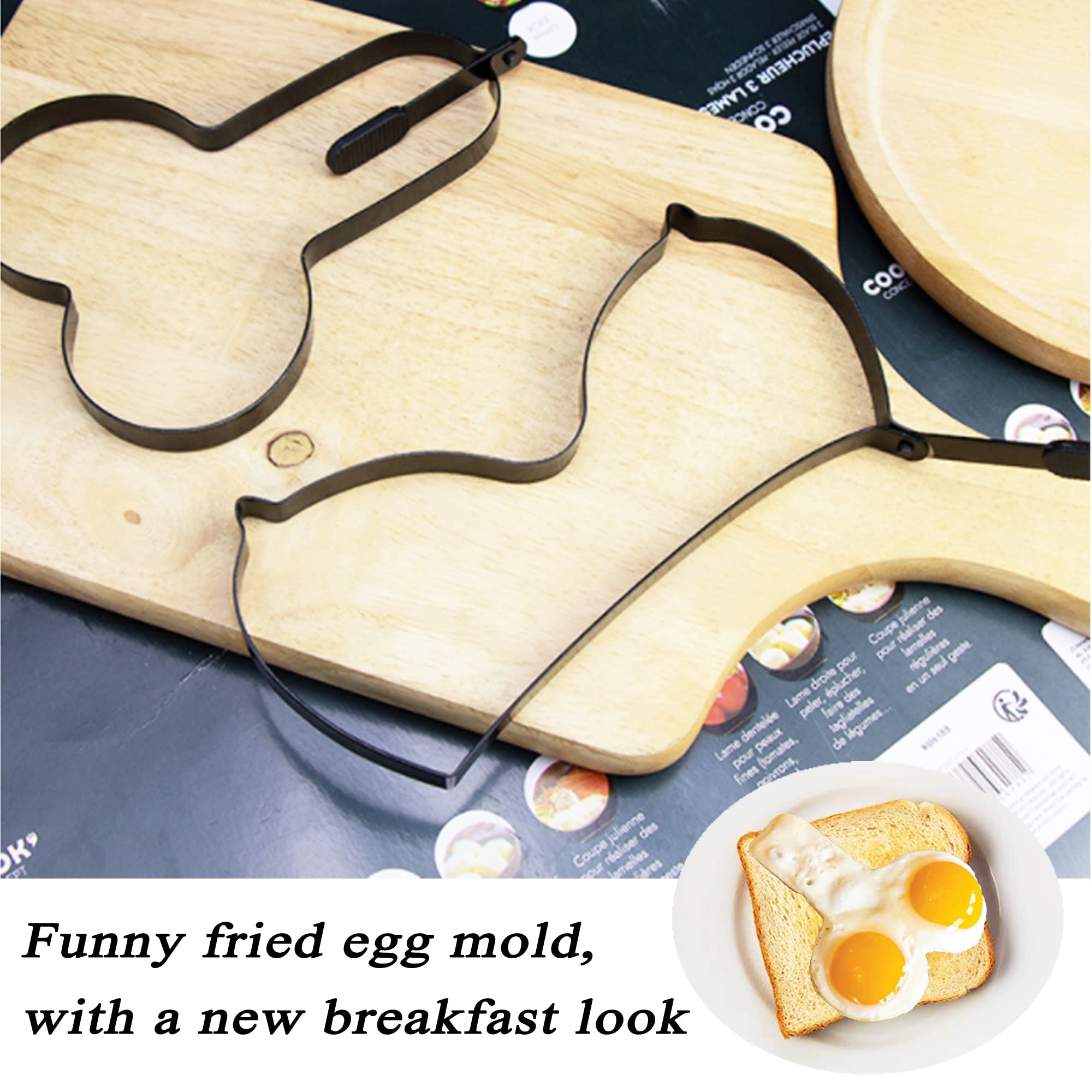 2-Pack Funny Egg Fryer, Stainless Steel DIY Egg Cooking Rings Molds, Professional Non-Stick Egg Pancake Cooking Tool with Foldable Handle