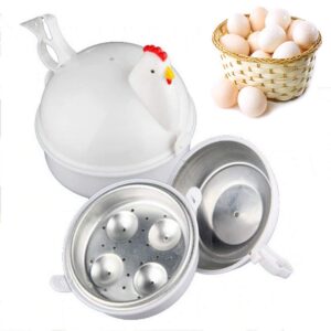 UUME Electric Rapid Egg Cooker Poacher Stainless Steel Chicken Shaped Egg Cooker Novelty Steamer Microwave Egg Poachers Eggs Boiler 1Pcs