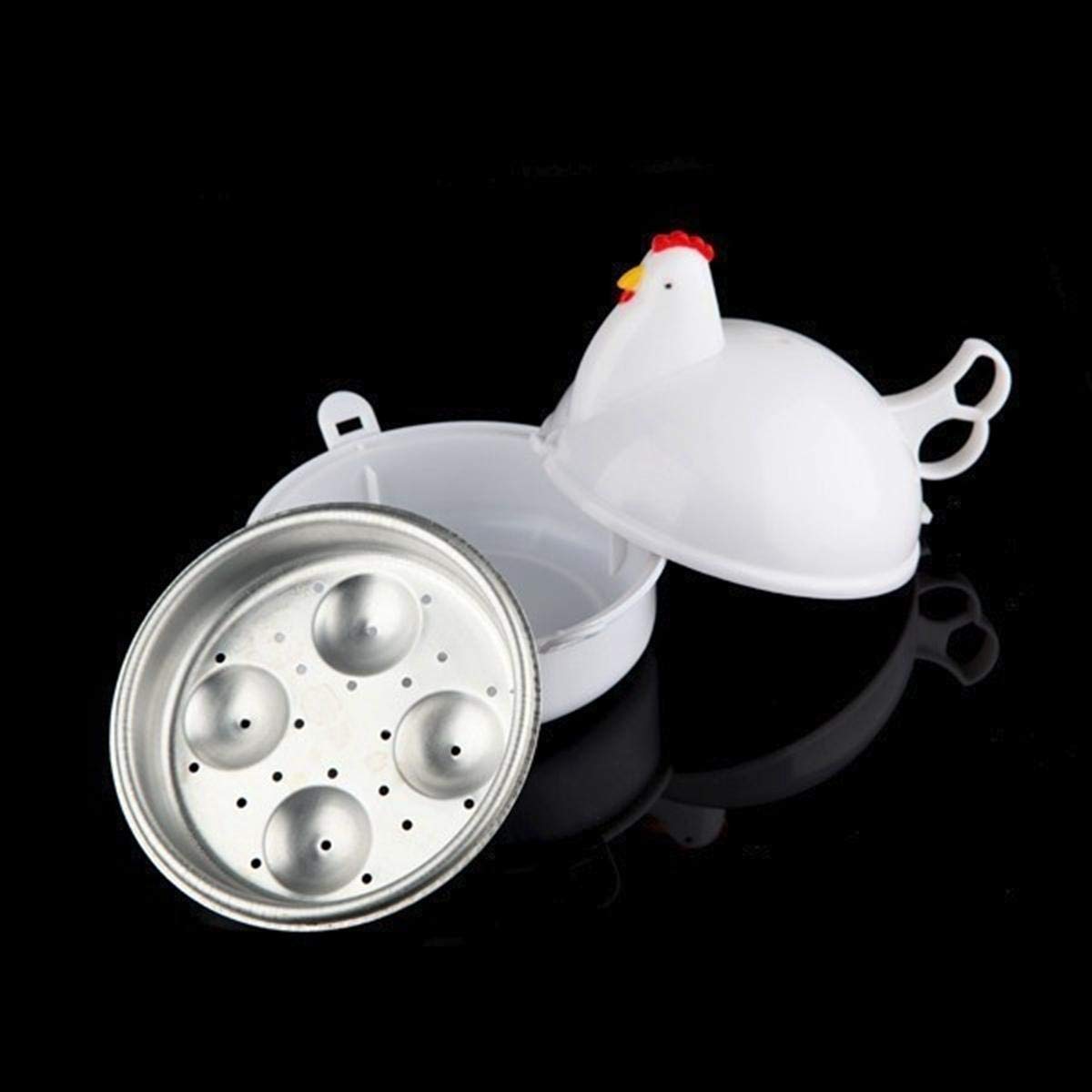 UUME Electric Rapid Egg Cooker Poacher Stainless Steel Chicken Shaped Egg Cooker Novelty Steamer Microwave Egg Poachers Eggs Boiler 1Pcs