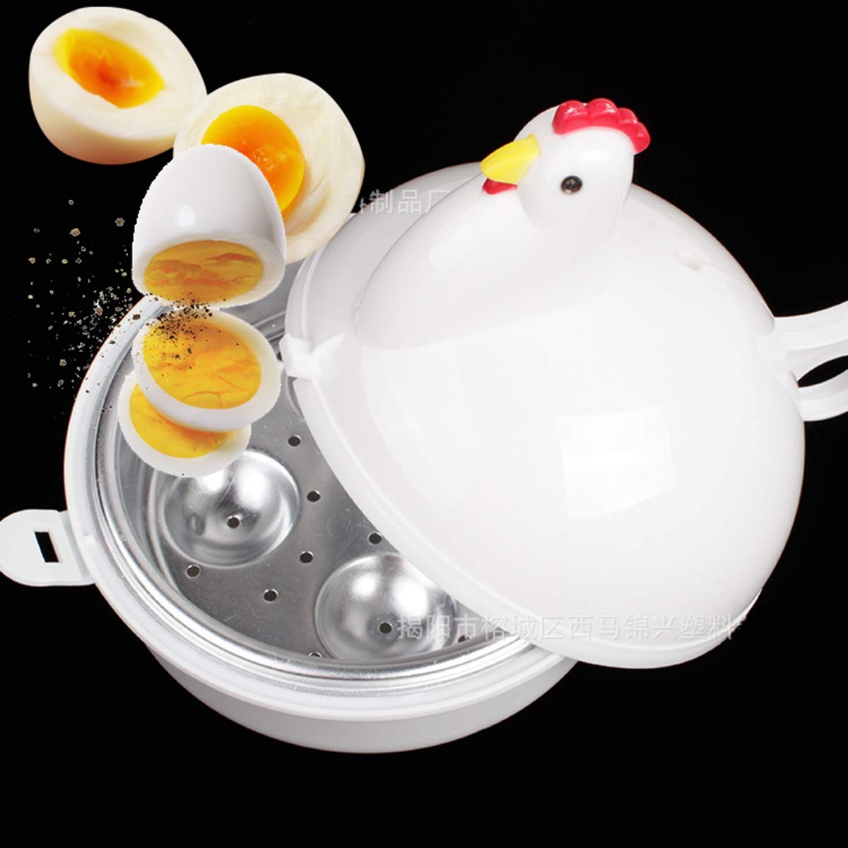 UUME Electric Rapid Egg Cooker Poacher Stainless Steel Chicken Shaped Egg Cooker Novelty Steamer Microwave Egg Poachers Eggs Boiler 1Pcs