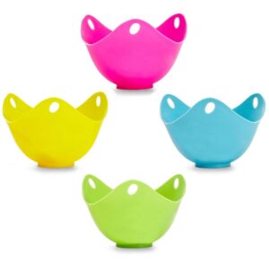 4PCS Silicone Egg Poacher,Egg Poaching Cups Egg Cooker,Baking Cup Poach Pods,Egg Poacher Pan for Microwave Stovetop,BPA Free Kitchen Cookware Tools (B2 style)