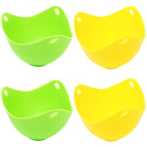 allydrew silicone non-stick egg poachers, poached egg cups for steaming microwaving boiling (set of 4)