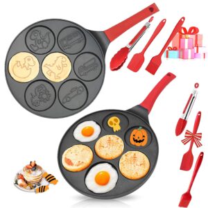 ezjob silver dollar pancake pan for kids,dinosaur pancake pan for kids, nonstick egg cooker frying pan breakfast mini pancakes maker